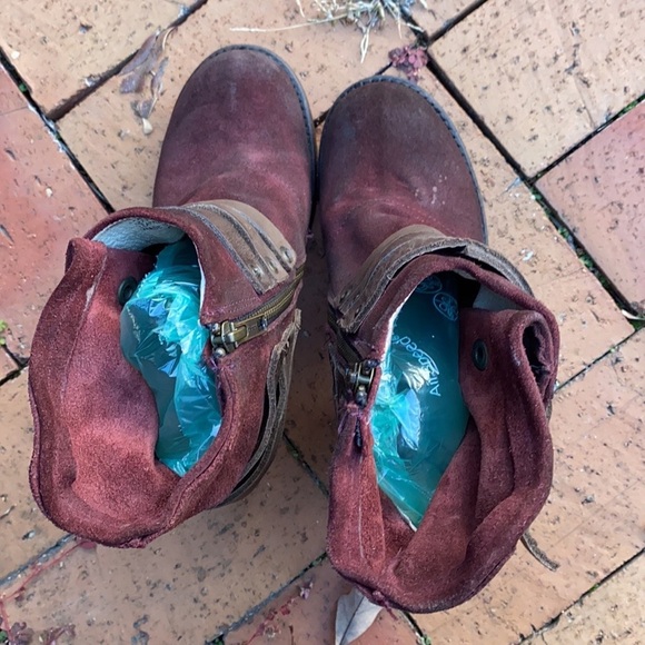 Freebird Steven Blaze Booties Burgundy Maroon Suede Red Wine Stacked Heel Boot - Picture 6 of 13